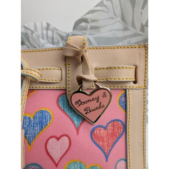 Dooney & Bourke Vintage Y2K Crayon Heart Mini Tassel Tote Satchel Italy - Picture 4 of 16